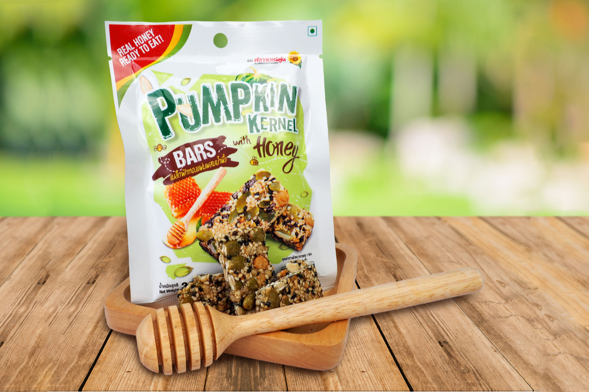 เมล็ดฟักทองแผ่นผสมน้ำผึ้งอบกรอบ